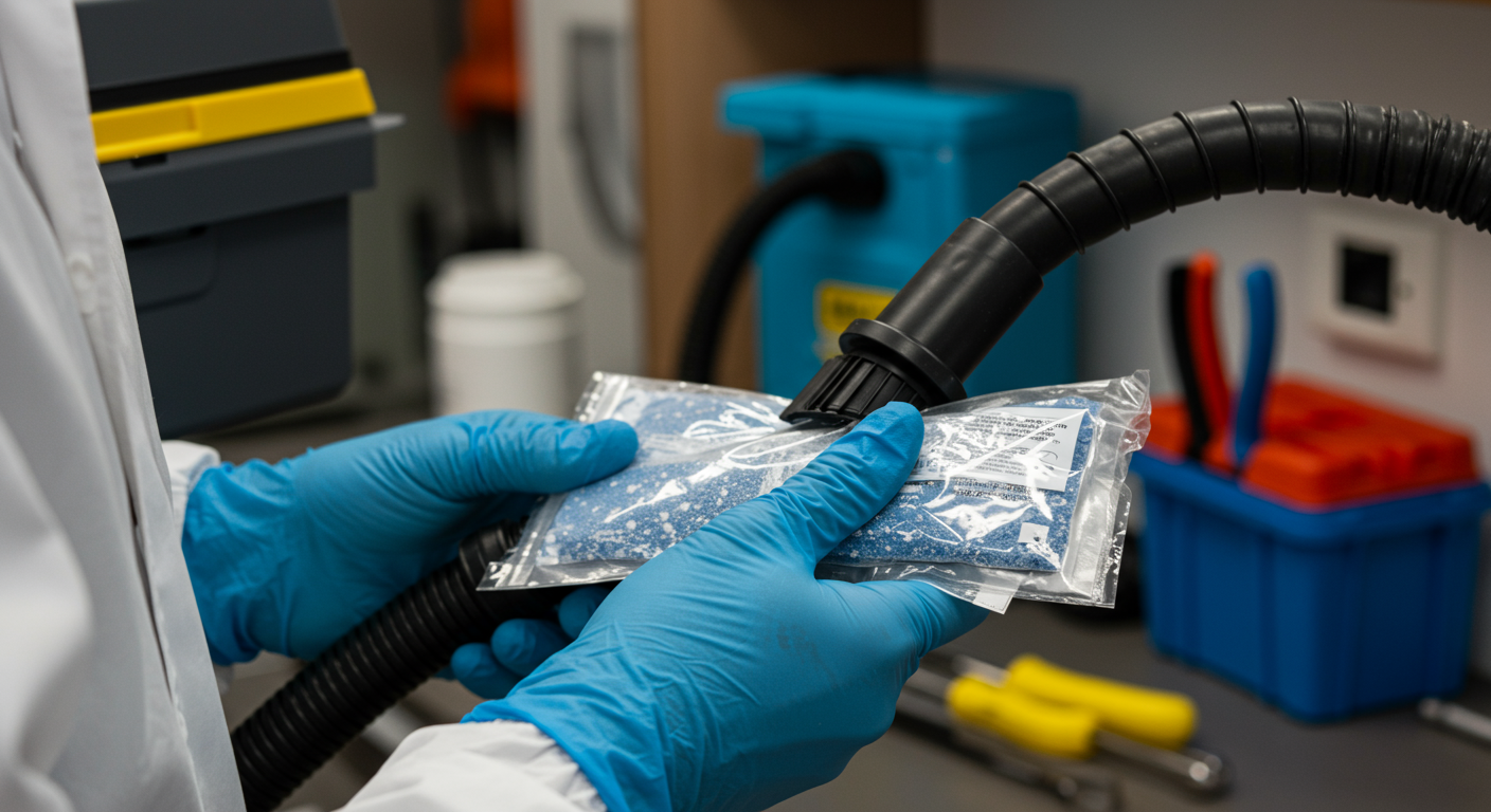 Professional using specialized equipment for mold removal