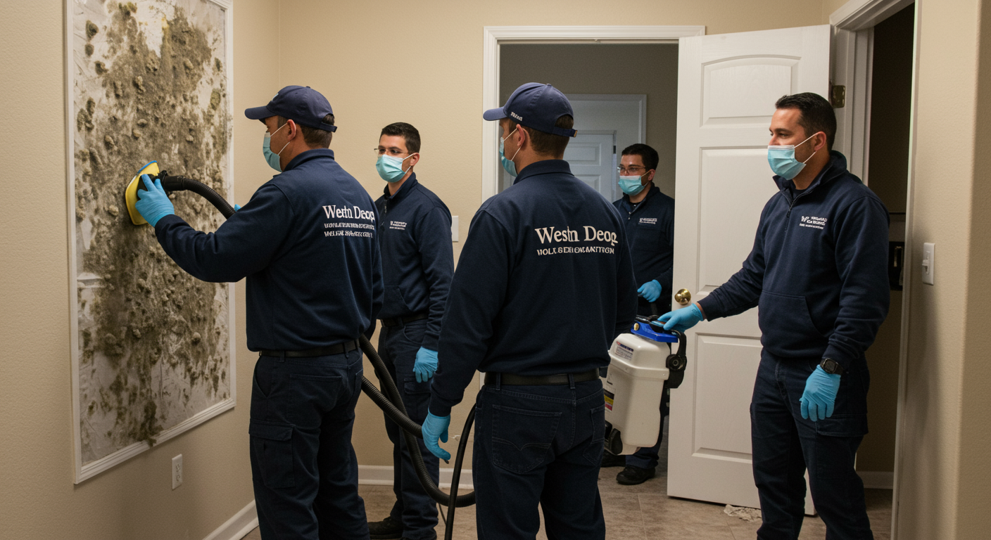 Certified technician using an infrared camera for mold inspection